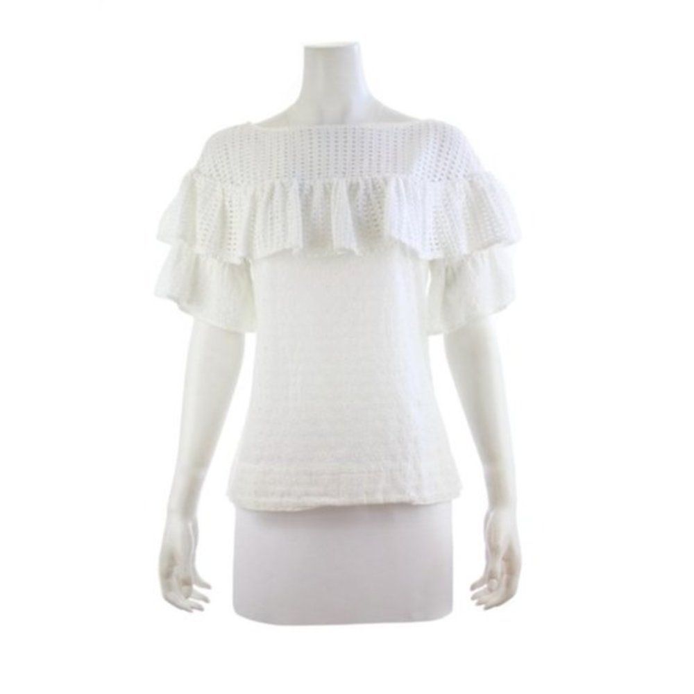 J. CREW White Cotton Knit Neck Top Size 10